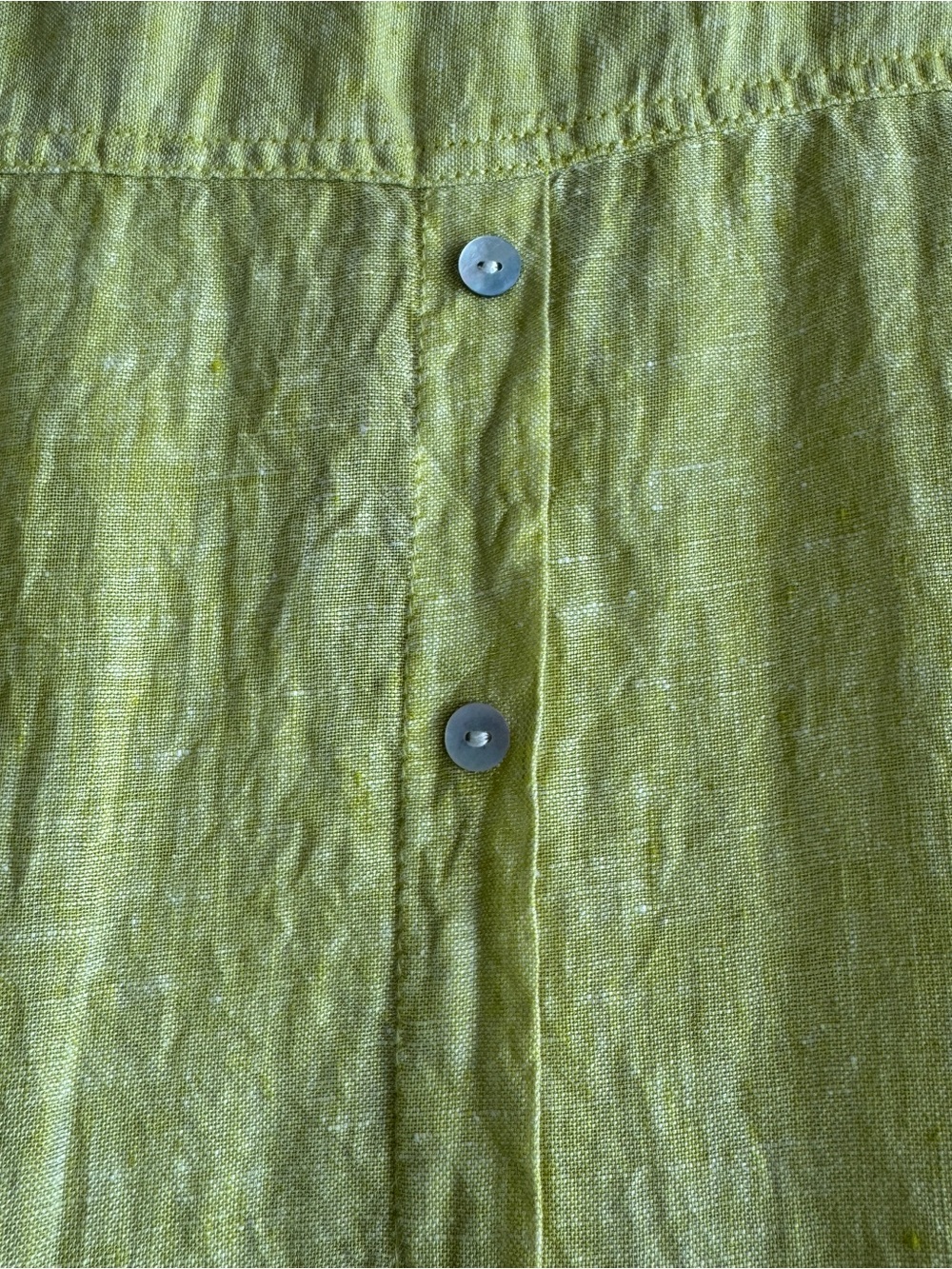 Tahari 100% Linen Tunic Top 1X Lemon Yellow Roll Tab Sleeve V Neck Relaxed - Picture 7 of 12